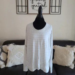 ATHLETA Long Sleeve Gray And White Criss Cross Sweatshirt Women's